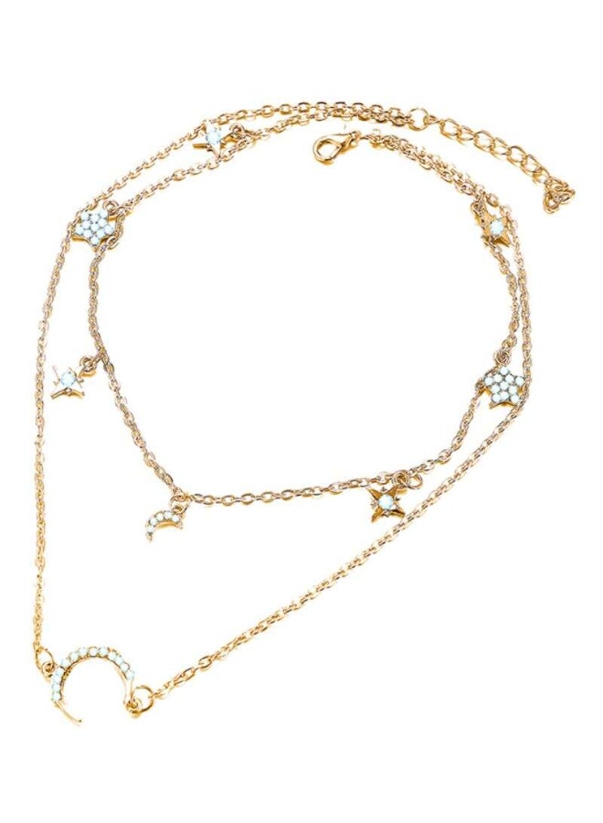 Generic - Double-Layer Diamond Embedded Star Moon Necklace - Image 1