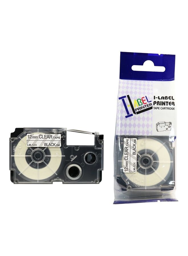 SKY Label Tape Cartridge For Casio Label Printers Black/Clear 