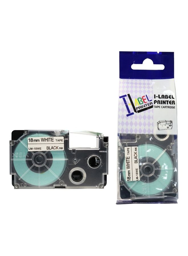 Label Tape Cartridge For Casio Label Printers Black/White