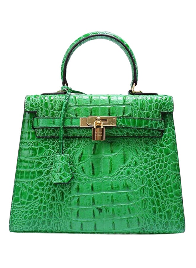 Classic Crocodile Pattern Satchel Bag Green 