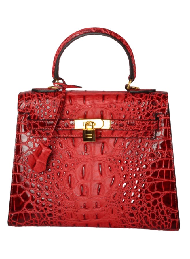 Generic - Classic Crocodile Pattern Satchel Bag Red - Image 1