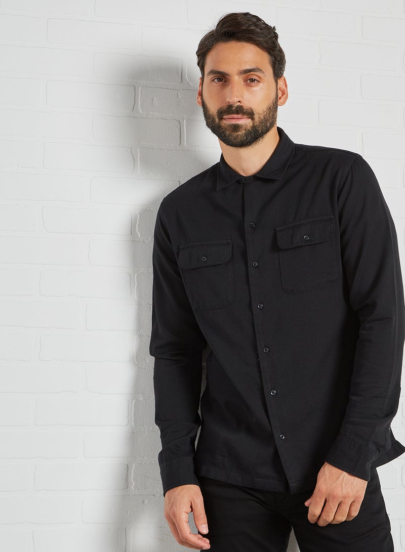 JACK & JONES - Double Pocket Shirt Black - Image 1