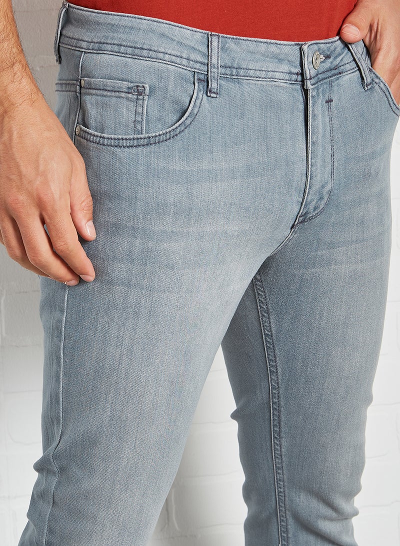 DeFacto Solid Pattern Mid-Rise Jeans Light Blue - Image 3