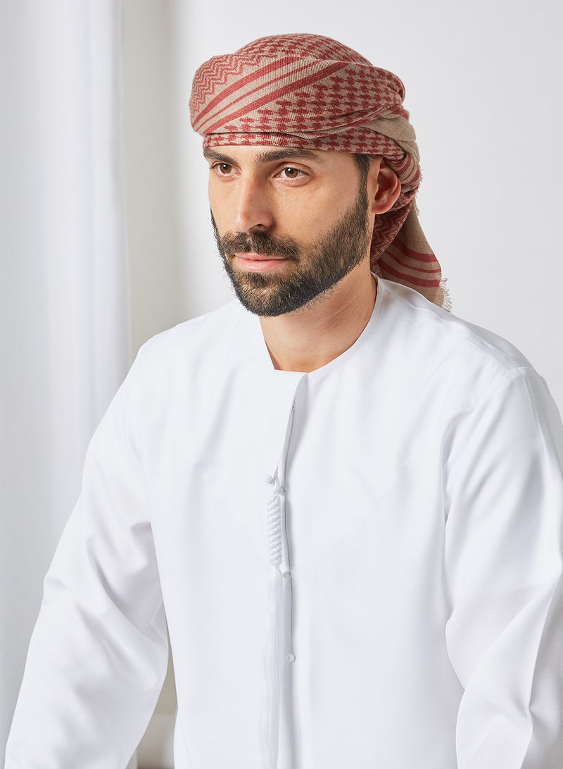 بيت الكندورة - شماغ كشمير بني/أحمر - Image 1