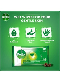 Dettol Original Antibacterial Skin Wipes , Pack of 10 Water Wipes  - Image 2