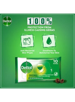 Dettol Original Antibacterial Skin Wipes , Pack of 10 Water Wipes  - Image 3
