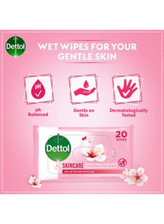 Dettol Skincare Antibacterial Skin Wipes, Pack of 20 Wipes  - Image 2