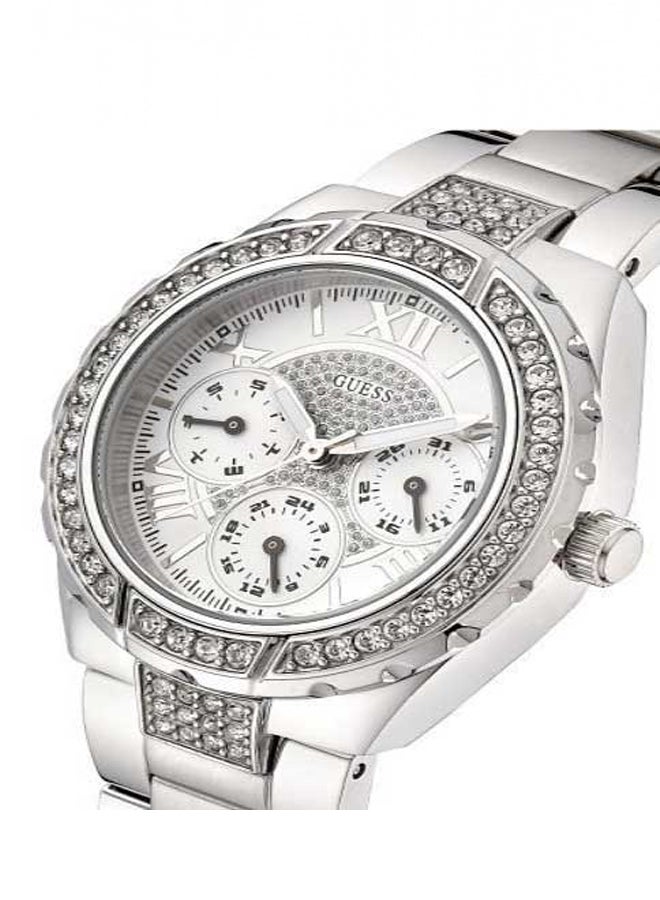 جس ساعة يد بعقارب مضادة للماء بسوار من الستانلس ستيل طراز W0111L1 للنساء - Image 5