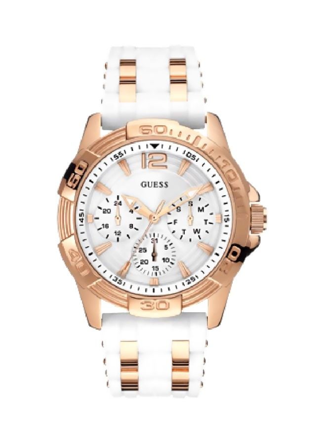 جس ساعة يد بعقارب وسوار من المطاط طراز W0615L1 للنساء - Image 3