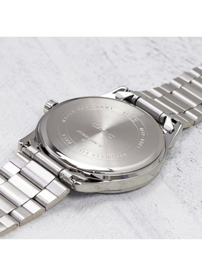 CASIO Men's Water Resistant Stainless Steel Analog Wrist Watch MTP-V001D-1B + LTP-V001D-1B - 45 mm - Silver - Image 5