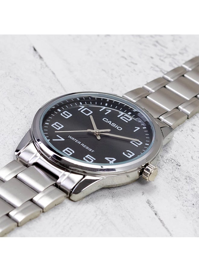 CASIO Men's Water Resistant Stainless Steel Analog Wrist Watch MTP-V001D-1B + LTP-V001D-1B - 45 mm - Silver - Image 4