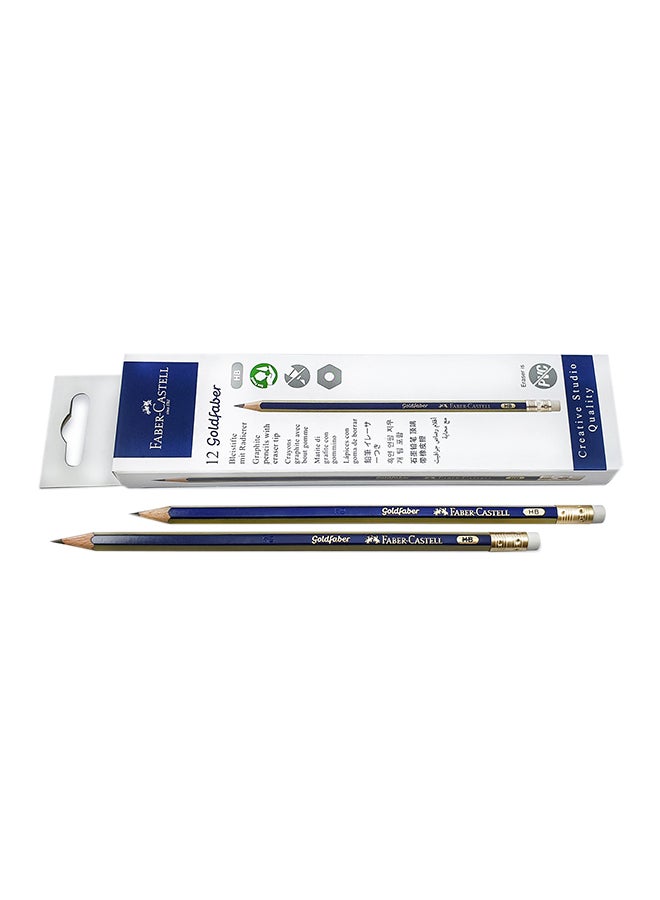 FABER-CASTELL Goldfaber HB Pencils With Eraser Blue/Silver/Beige KSA ...