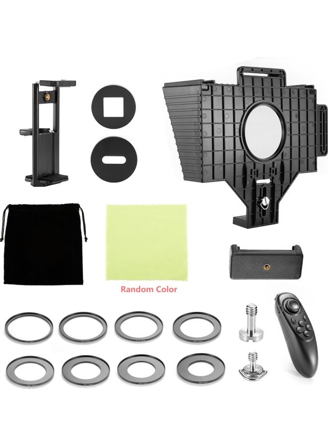 Portable Prompter with BT Remote Control Lens Adapter Ring Set For Live Stream and Video Recording Black - Image 2