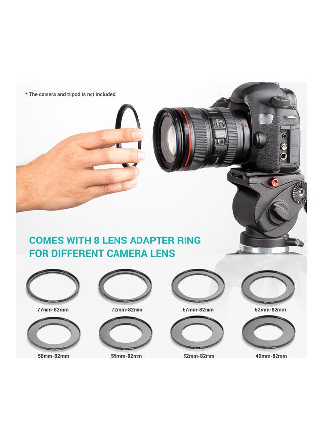 Portable Prompter with BT Remote Control Lens Adapter Ring Set For Live Stream and Video Recording Black - Image 5