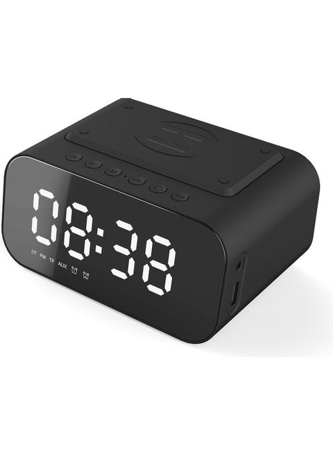 Multifunctional BT Speaker LED Digital Alarm Clock with Wireless Charging Black