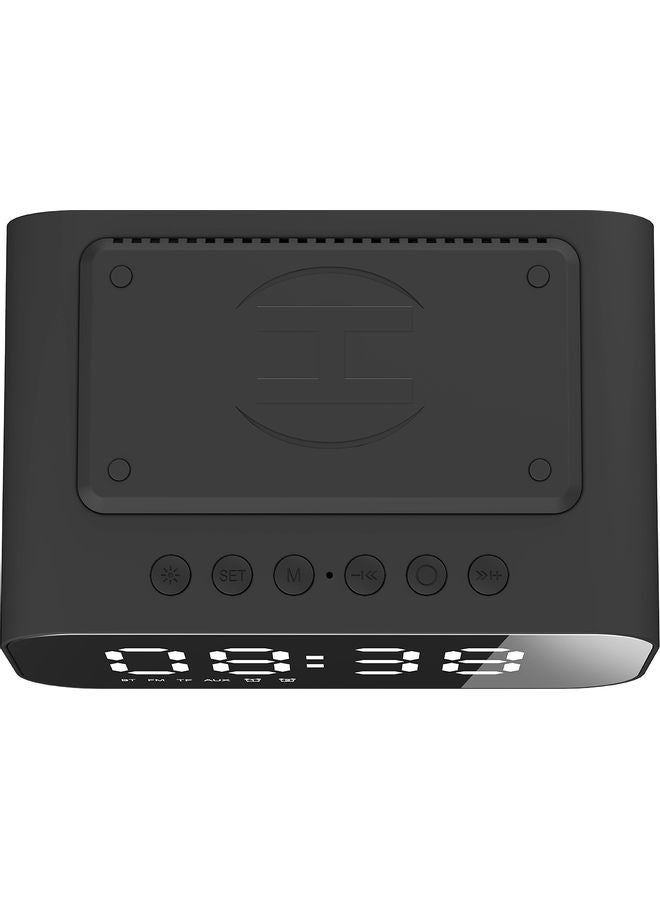 Multifunctional BT Speaker LED Digital Alarm Clock with Wireless Charging Black