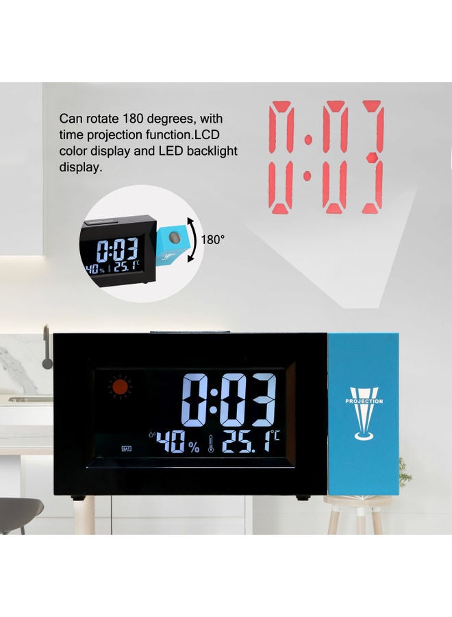 ساعة رقمية للطقس بإضاءة خلفية LED أسود/أزرق  - Image 5