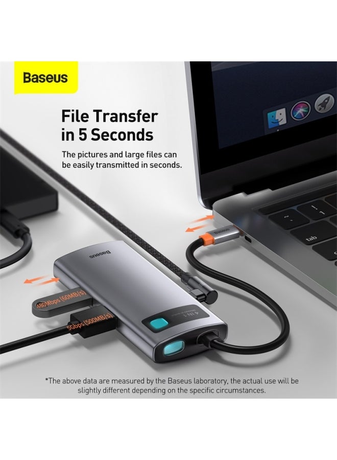Baseus - 4 in 1 USB C Hub Docking Station Adapter with 4K HDMI for MacBook Pro, Surface Pro, iPad Pro and Other Type C Devices Grey/Black - Image 1