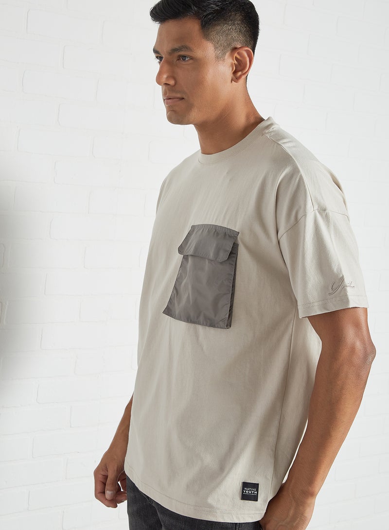 Native Youth Utility Pocket T-Shirt Grey  - Image 3