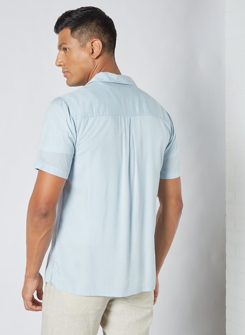 Native Youth - Embroidered Short Sleeve Shirt Blue - Image 1