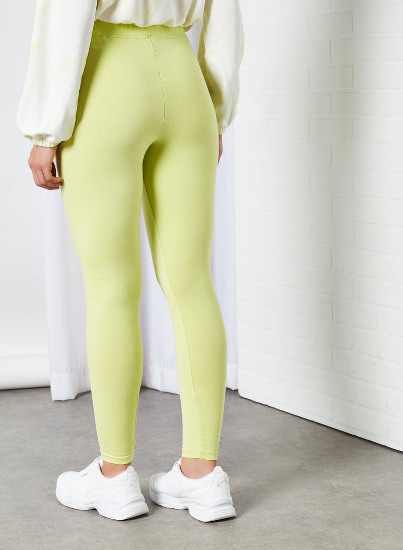 ABOF - Elastic Waist High-Rise Skinny Fit Plain Leggings Green - Image 1
