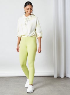 ABOF Elastic Waist High-Rise Skinny Fit Plain Leggings Green  - Image 3