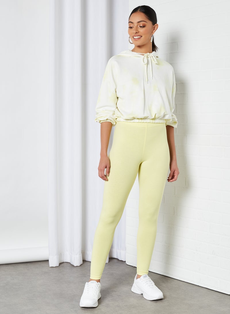 ABOF Elastic Waist High-Rise Skinny Fit Plain Leggings Yellow  - Image 3