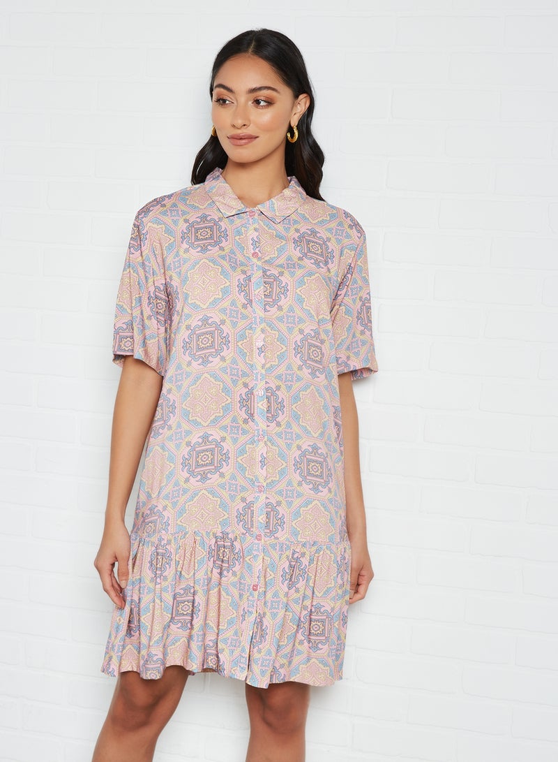Printed Shirt Dress Multicolour