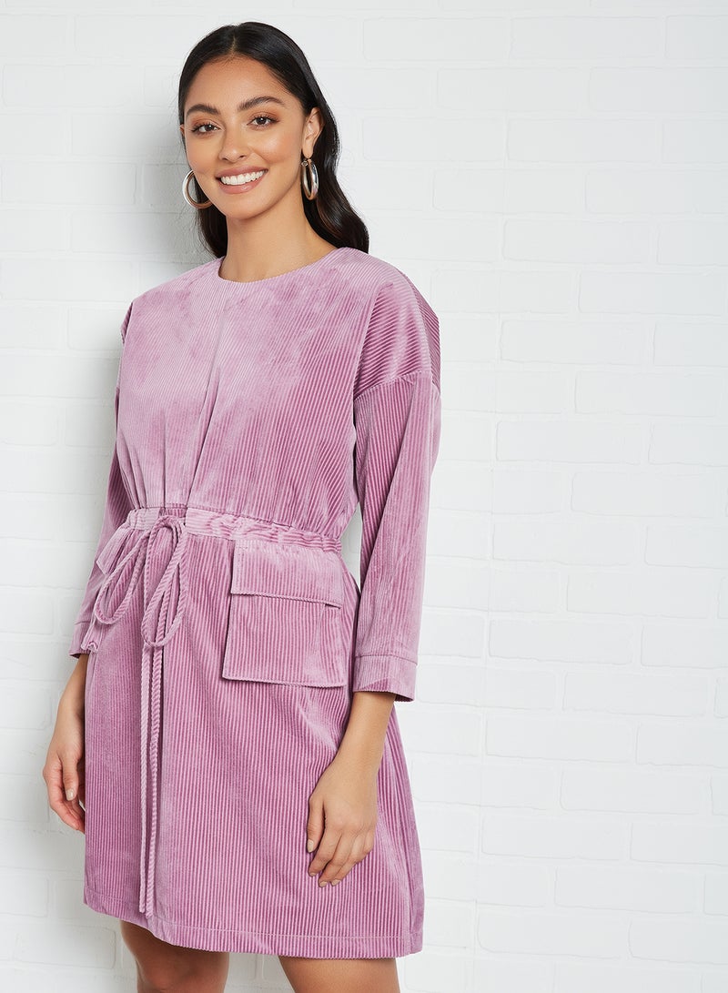 Native Youth Ribbed Mini Dress Purple  - Image 1