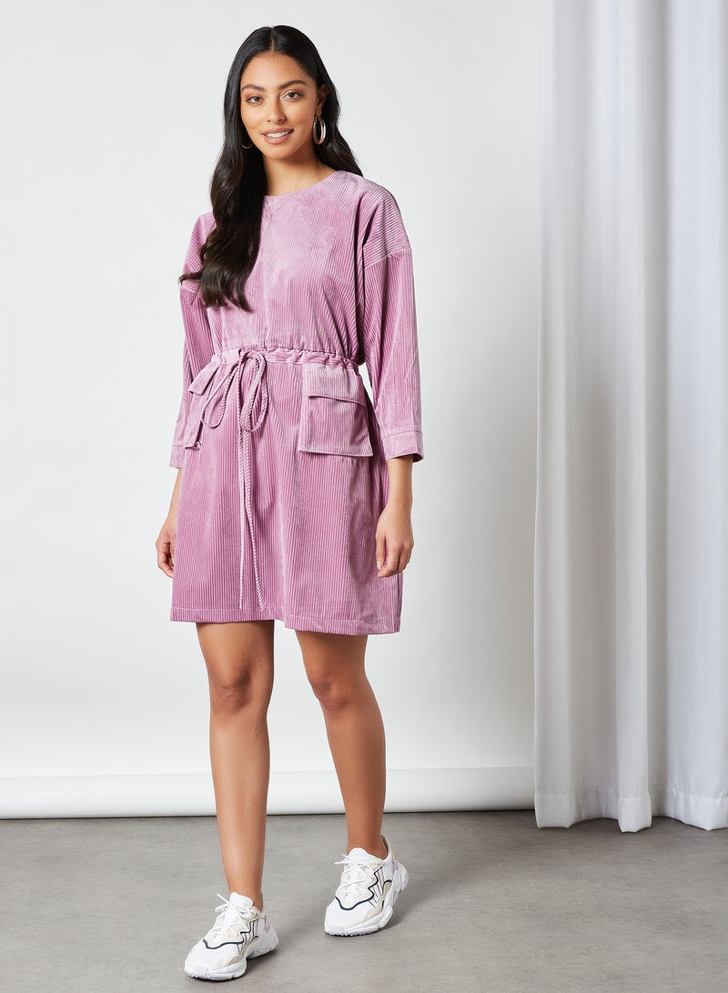 Native Youth Ribbed Mini Dress Purple  - Image 2