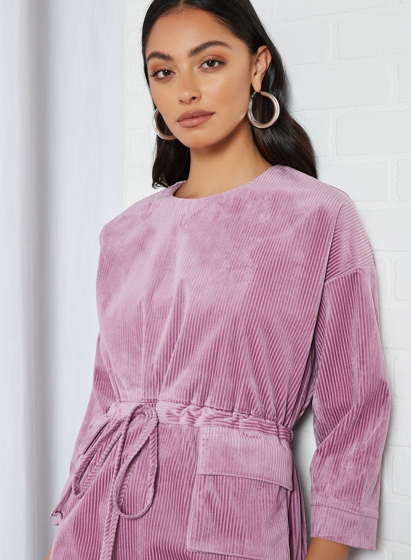 Native Youth Ribbed Mini Dress Purple  - Image 3