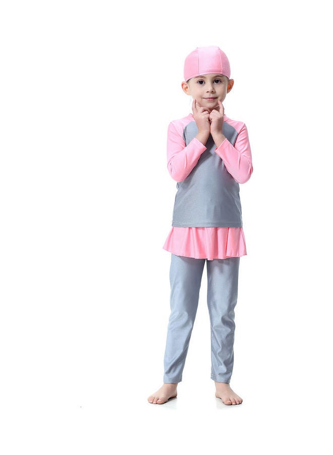 Generic Swimwear Burkini With Pyjama Grey/Pink  - Image 3