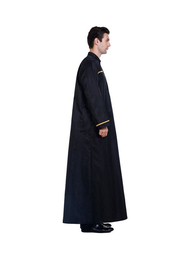 Casual Collared Neck Long Sleeve Kaftan Black - Image 3