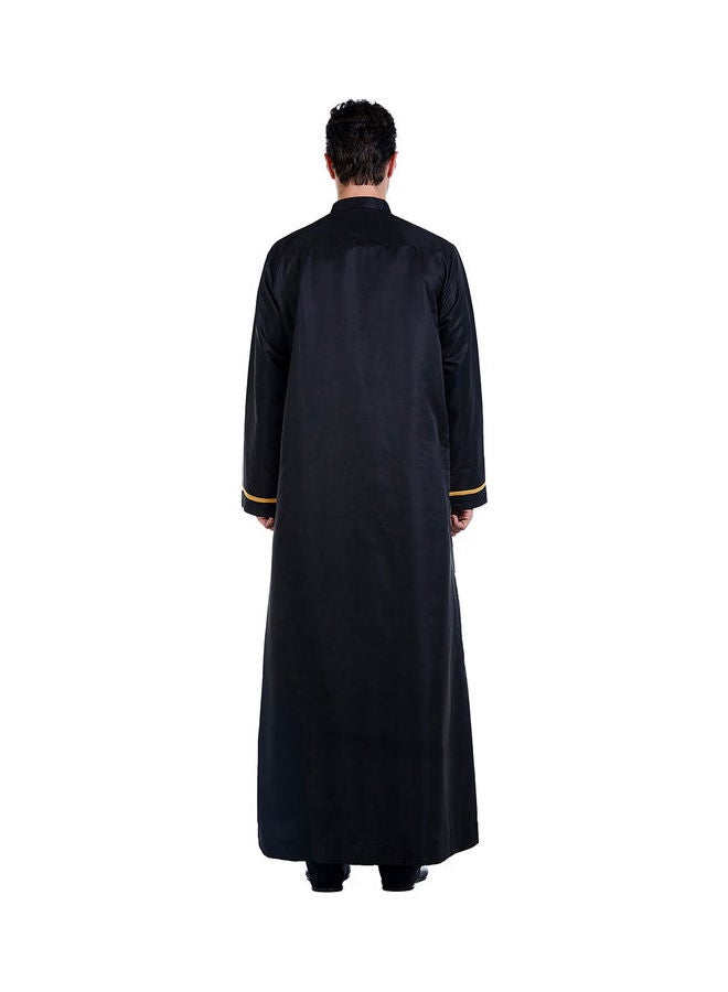 Casual Collared Neck Long Sleeve Kaftan Black - Image 2