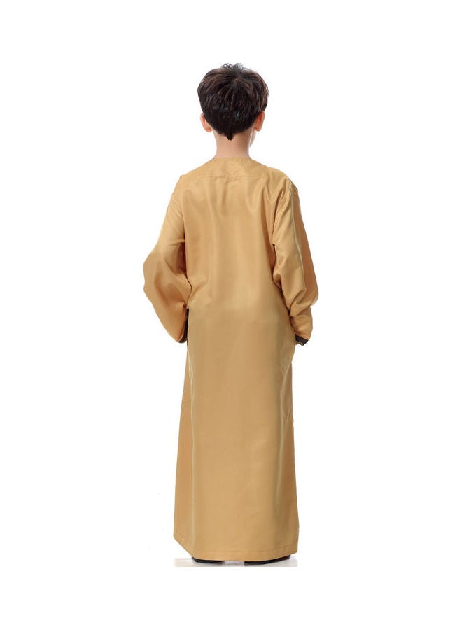 قفطان كاجوال بأكمام طويلة ورقبة دائرية أصفر  - Image 2