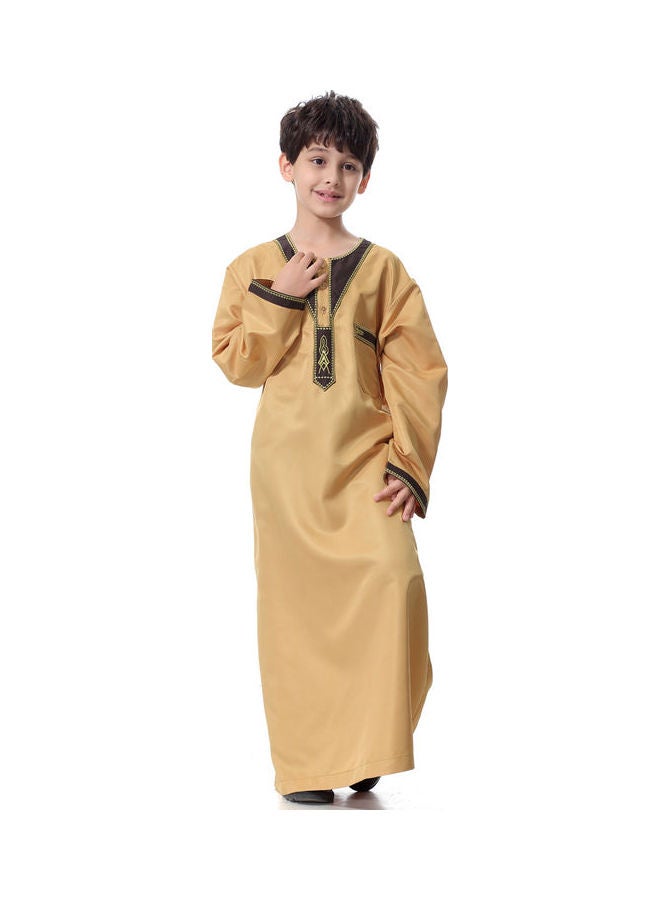 قفطان كاجوال بأكمام طويلة ورقبة دائرية أصفر  - Image 3