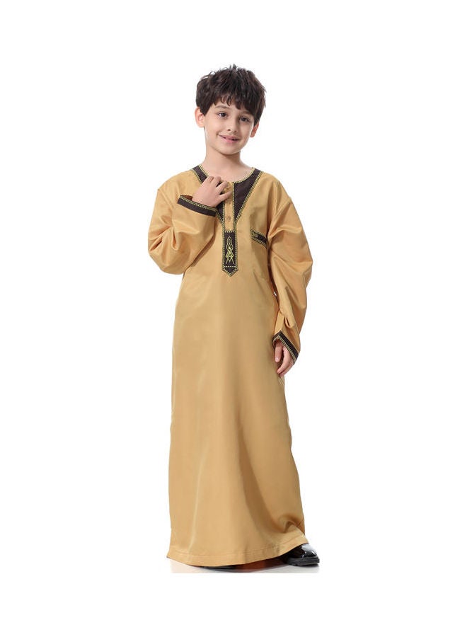 قفطان كاجوال بأكمام طويلة ورقبة دائرية أصفر  - Image 4