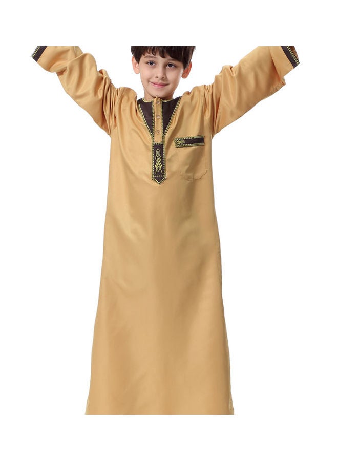 قفطان كاجوال بأكمام طويلة ورقبة دائرية أصفر  - Image 5