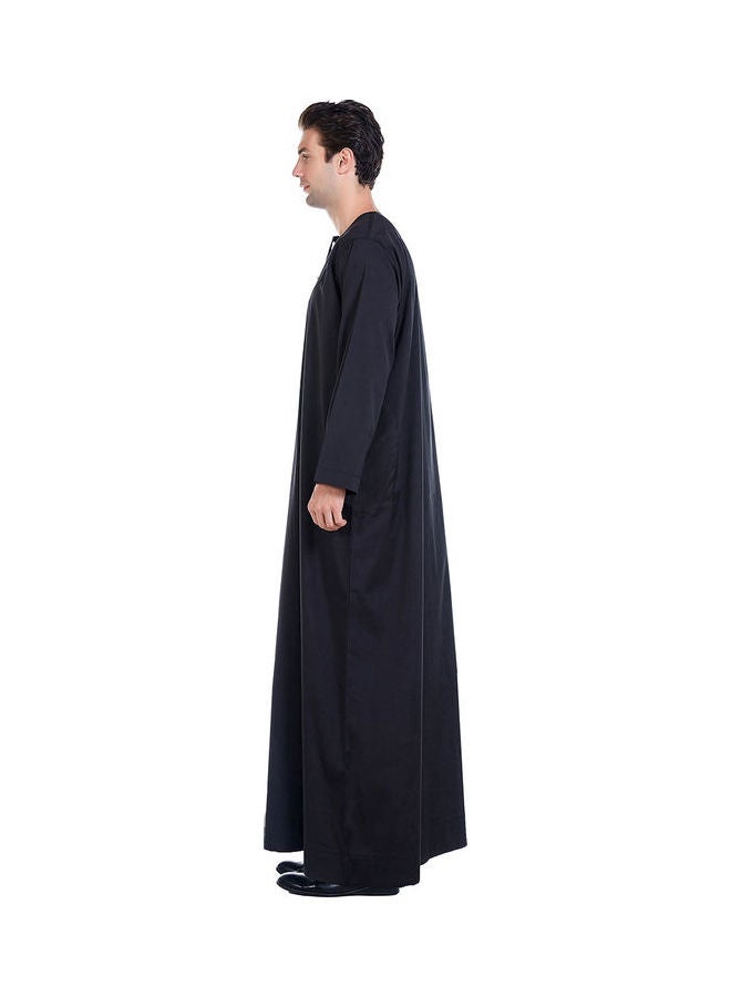 Casual Round Neck Long Sleeve Kaftan Black - Image 3
