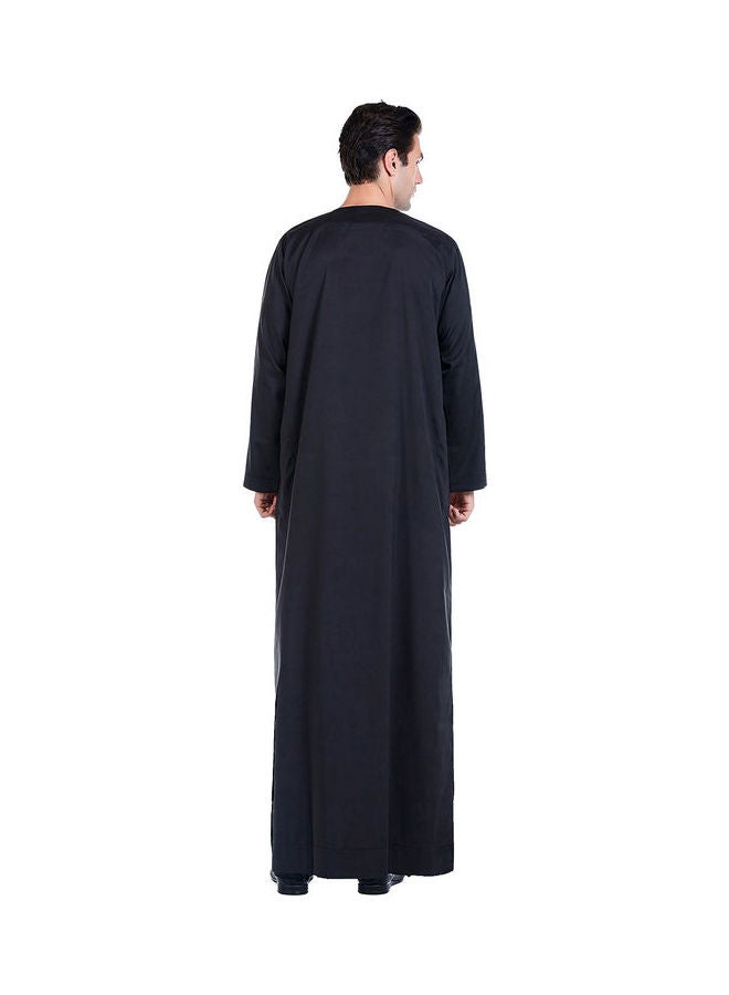 Casual Round Neck Long Sleeve Kaftan Black - Image 2