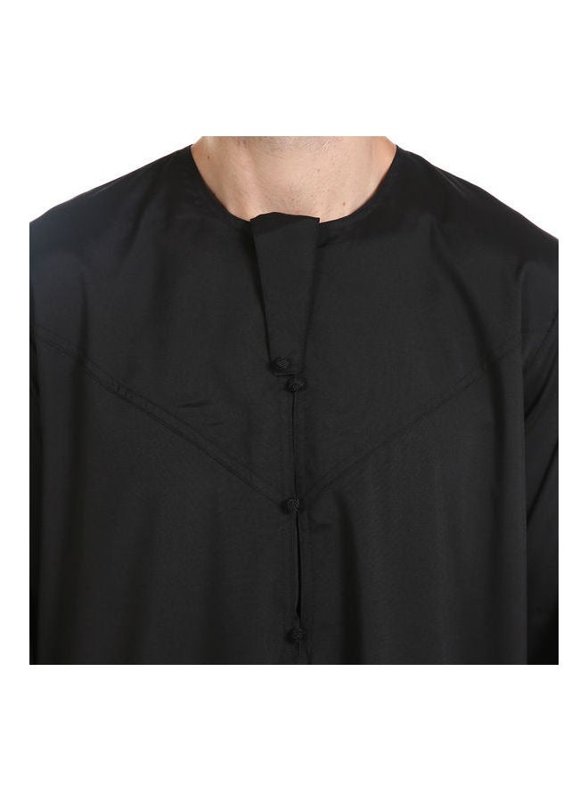 Casual Round Neck Long Sleeve Kaftan Black - Image 4