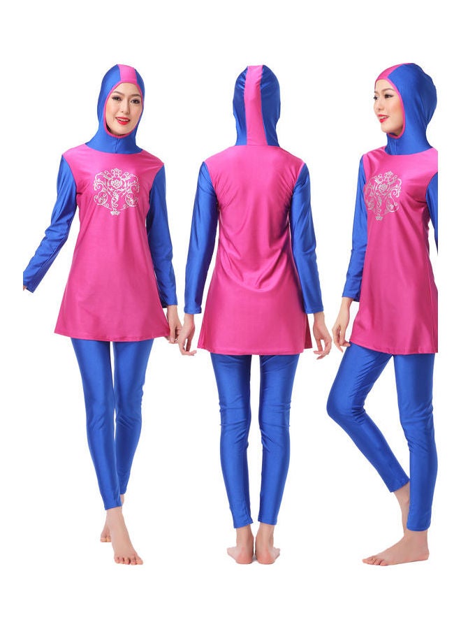 3-Piece Sun Protection Burkinis Set Pink/Blue