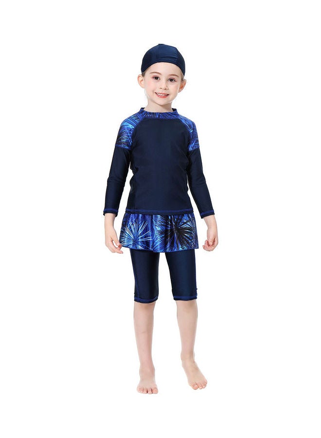 Generic - 3-Piece Sun Protection Conservative Swimsuit Set Blue - Image 1