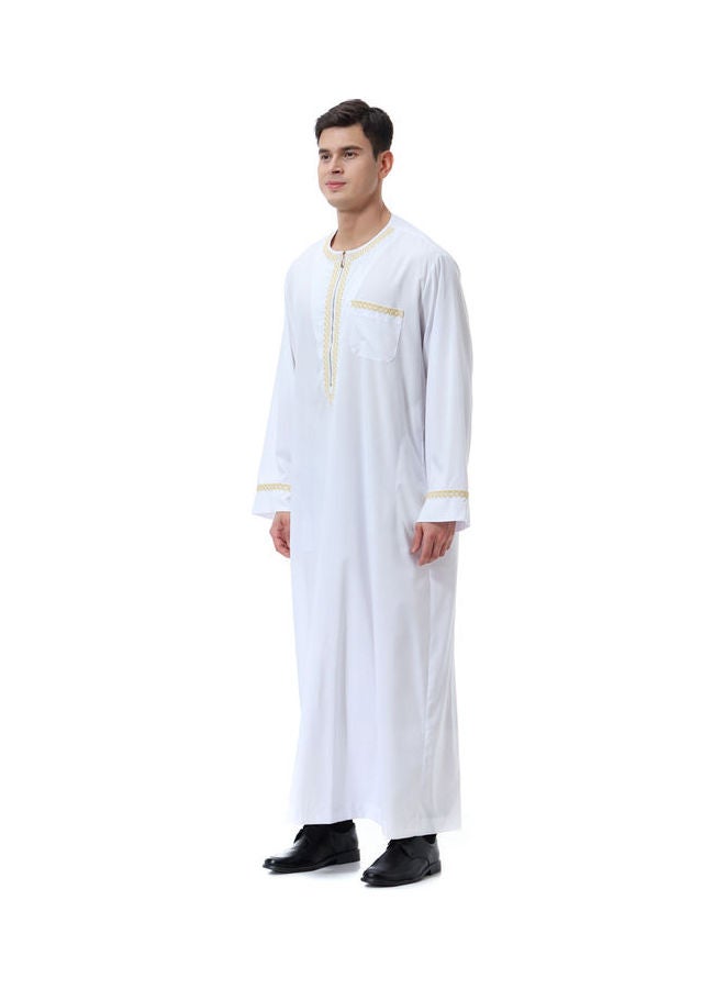 Casual Round Neck Long Sleeve Kaftan White - Image 5