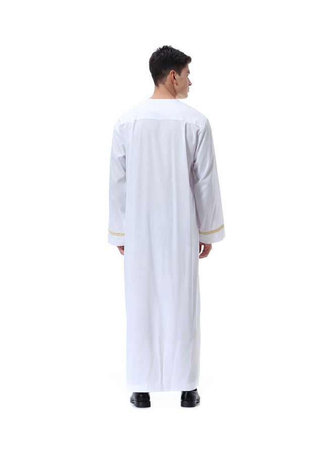 Casual Round Neck Long Sleeve Kaftan White - Image 2