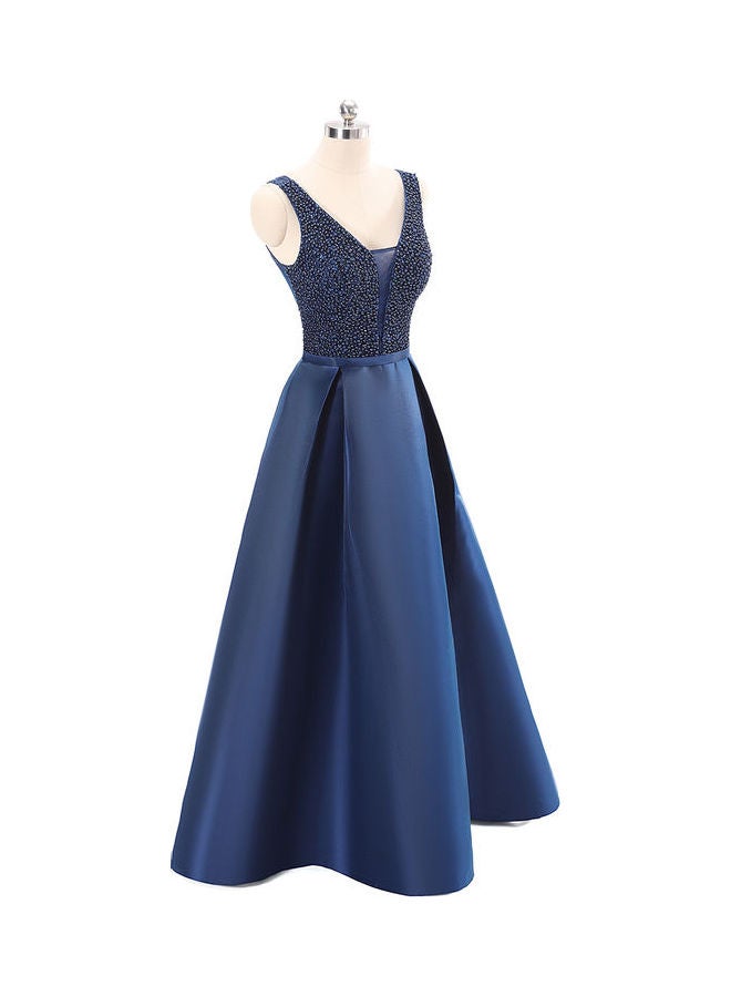 Sleeveless Stylish Dress Blue - Image 3