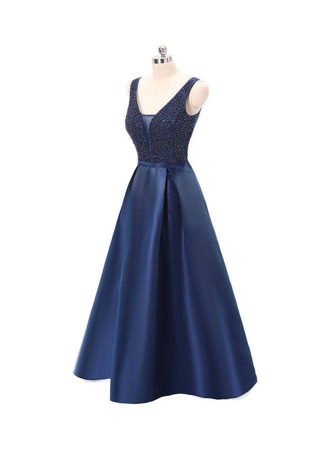 Sleeveless Stylish Dress Blue - Image 4