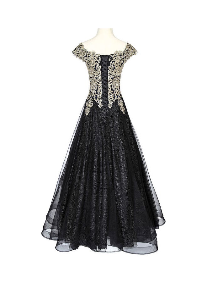 Cap Sleeve Stylish Dress Silver/Black  - Image 2
