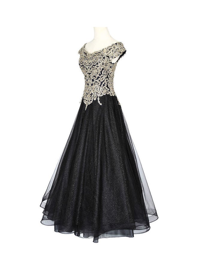 Cap Sleeve Stylish Dress Silver/Black  - Image 3