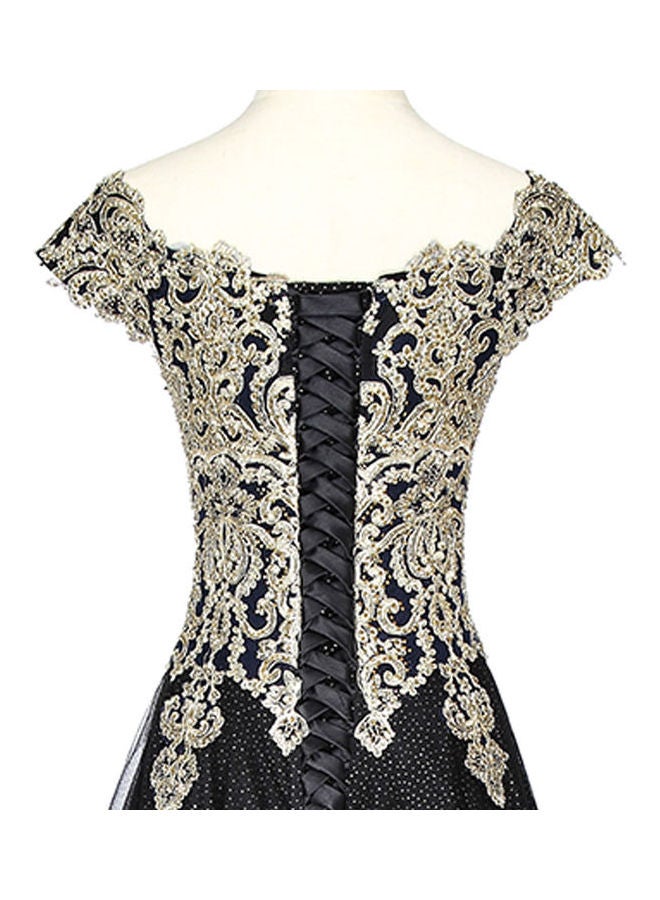 Cap Sleeve Stylish Dress Silver/Black  - Image 5